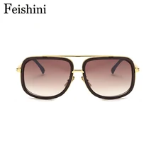 ^*Best Offers FEISHINI b1828 Shop Counters Copper Big Shield Sunglasses Men Mirror UV400 Classic Brand Designer Unisex Sunglass For Women 2017