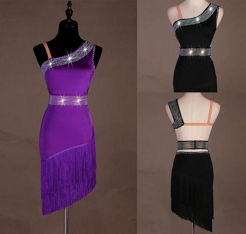 

Latin Competition Dance Skirt Women Professional Samba Latin Tassel Dancing Wear Lady's Sexy Black Rumba Latin Tassel Dress