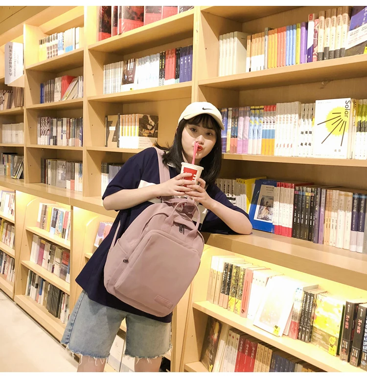 Новинка, Harajuku Ulzzang, Модный женский рюкзак, женский,, Одноцветный, водонепроницаемый, Корея, Ins, милый, женский, консервативный стиль, повседневный рюкзак