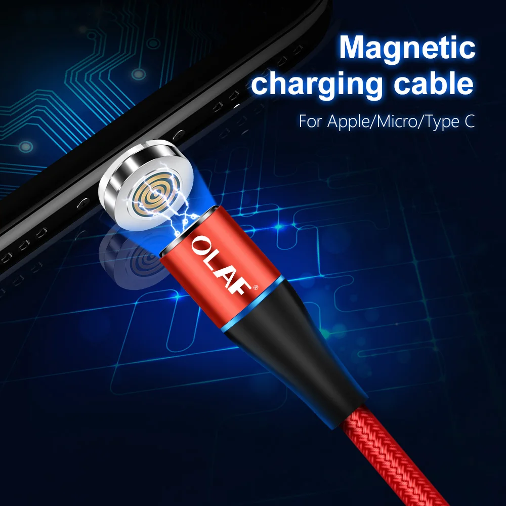 OLAF Magnetic USB Cable for iPhone X 8 Mobile Phone Micro USB Cable for Huawei Magnetic USB Type C Cables Connector for Samsung