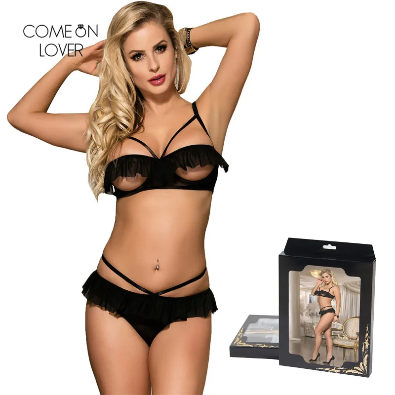 Comeonlover Woman Sexy Set Erotic Open Cup Bra Ruffles Cute Lingerie Set Bandage Underwear Femme Ensemble Langerie Sexy RT80405 Comeonlover Woman Sexy Set Erotic Open Cup Bra Ruffles Cute Lingerie Set Bandage Underwear Femme Ensemble Langerie Sexy RT80405