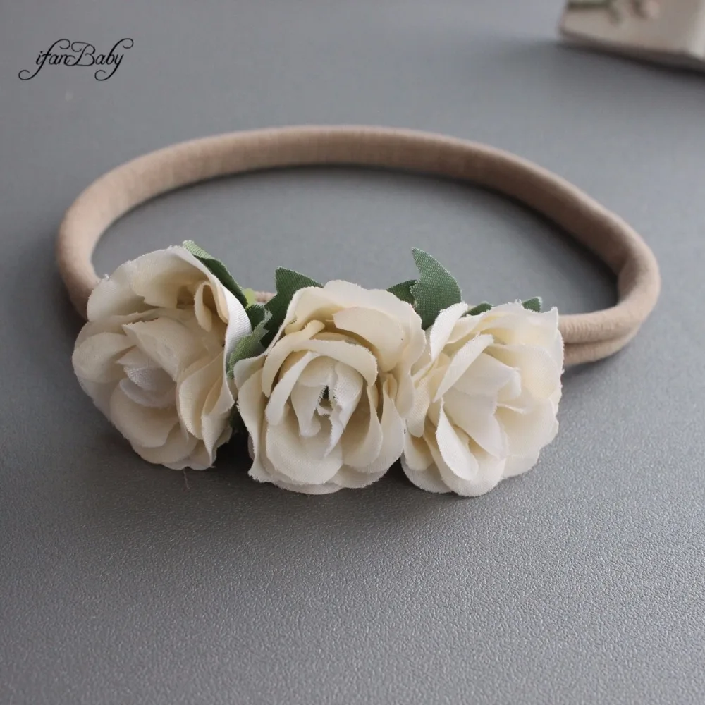 kids nylon Rose flower headband 3