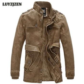 

Autumn Winter Motorcycle Leather Jacket Men Slim Fit Stand Collar Bomber Jackets Faux Leather Jacket Windbreaker Coat Suede 327