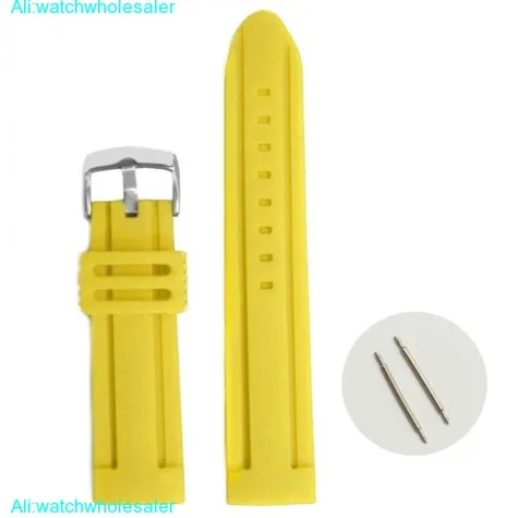 24mm Banana Yellow Silicone Jelly Rubber Unisex  Watch Band Straps WB1072L24JB