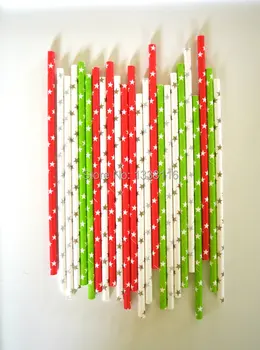 

300pcs Gold,Silver,Red And Apple Green Star Paper Straws,Party Wedding Birthday Supplies Paper Drinking Straws Wholesale