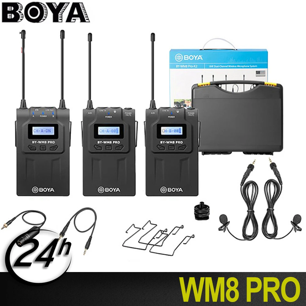 

BOYA BY-WM8 Pro UHF mic condenser Wireless Mic Microphone Audio Video Recorder Receiver for osmo mobile 2 accessories dji pocket