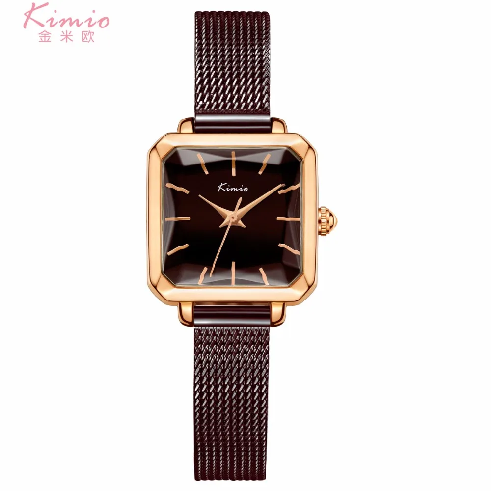 

KIMIO Small square Dial Women Mesh Band Quartz Women Watch Famous Luxury Brand 2018 Simple Casual Ladies Wrist Watches For ladie