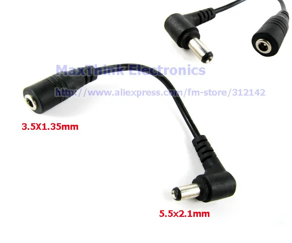 CCTV DC Power Adapter Cable 5.5x2.1mm Female Jack Socket to 3.5x1.35mm Male Plug
