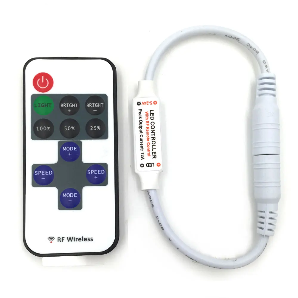 DC5-24V RF Wireless Mini LED Strip Light Switch Controller Dimmer 8 Modes 5V 12V 24V Remote Control for LED Bulb Lamp Dimming (3)