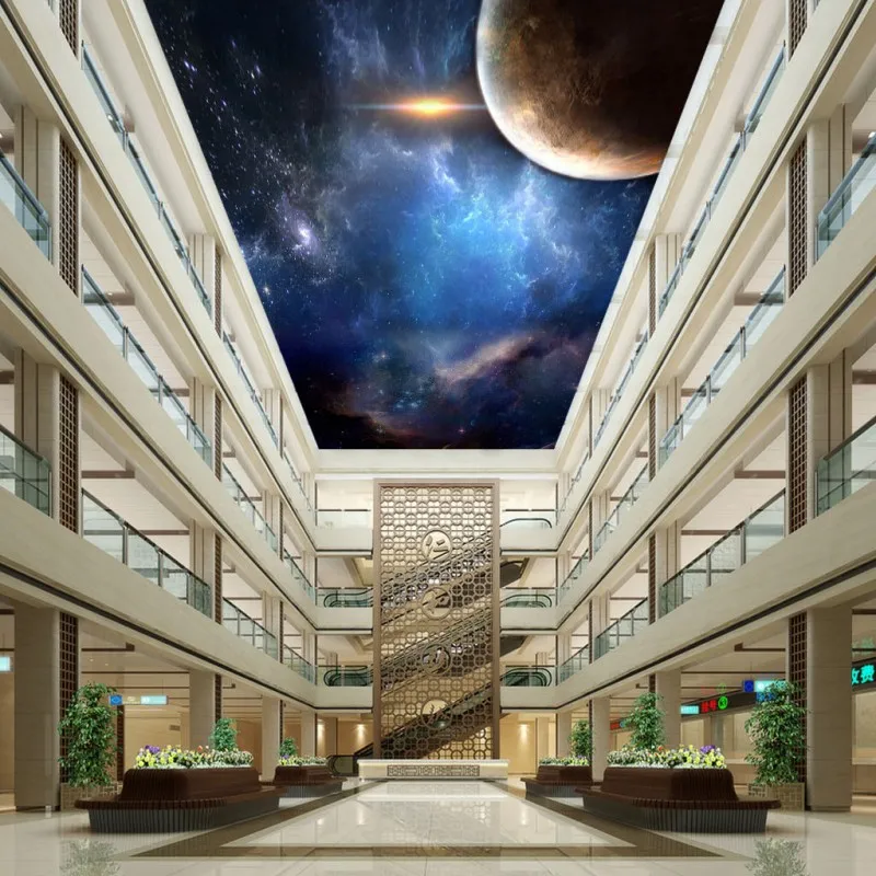 

Free Shipping meteorite universe ground wallpaper conference supermarket wear self-adhesive floor mural