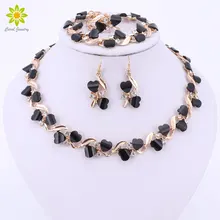 Женские вечерние Ювелирные наборы с кристаллами и африканскими бусинами в форме сердца, ожерелье, кольцо, браслет, серьги, наборы