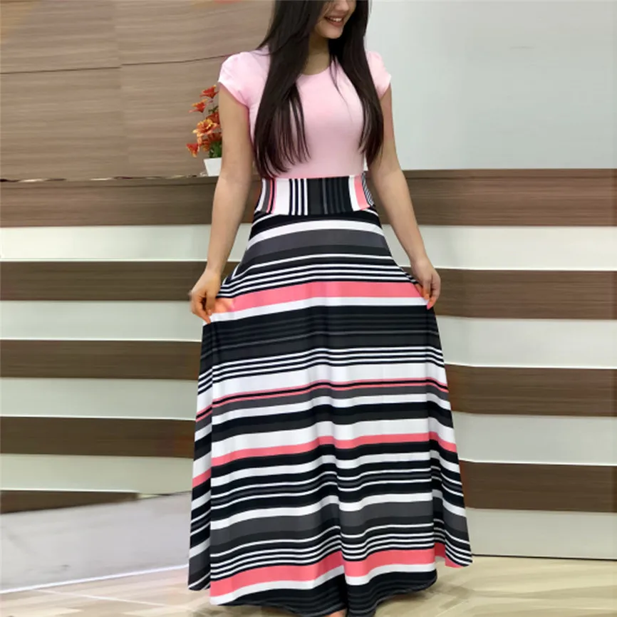 

Women Summer Dress 2019 New Fashion Sexy Dress Short Sleeve Floral Printed Sundress Casual Dress Maxi Elegant Party Vestidos