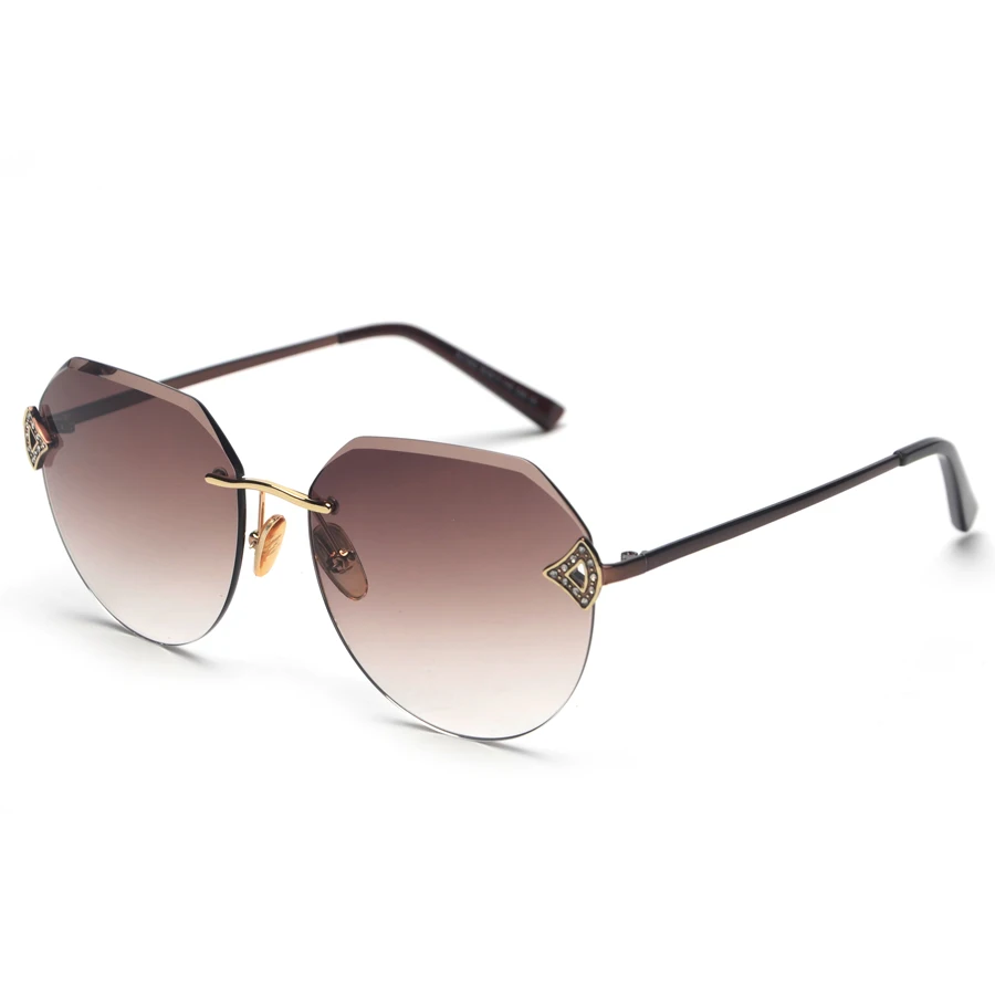 

mimiyou Round Rimless Sunglasses Women Arrow Side Cut Sun Glasses Grace Vintage Fashion Female Eyeglasses Lady Shades oculos