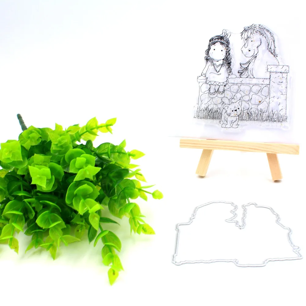 

Cute girl Metal Cutting Dies or Transparent Clear Stamp for DIY Scrapbooking/photo album Decorative Card making