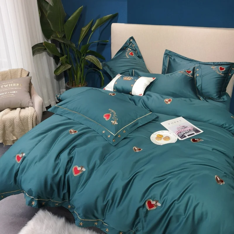 Waliicorners Home Bedding Sets brown egyptian cotton Soft duvet Cover embroidery Bed Set pillowcase King size Queen size 4pcs 42 IMG_20190102_213717