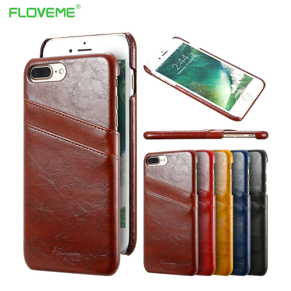  Retro Luxury Smooth Wax PU Leather Case For iPhone 7 6 6s 4.7 Card Slot Wallet Holster Cell Phone Cover For iPhone 7 6 6s Plus 