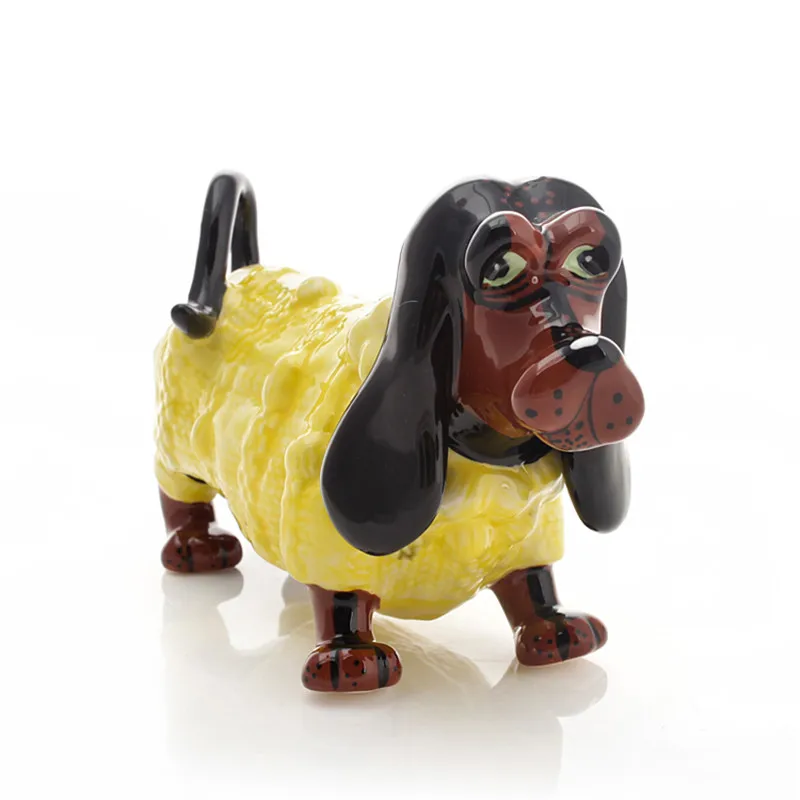 dachshund porcelain crafts dog figurine home decor ceramic dogs