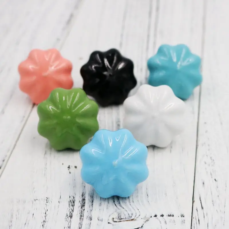 السيراميك اليقطين مجلس الوزراء مقبض صغير ، أمريكية كبيرة زهرة درج خزانة خذاء سحب ، ثقب واحد الأطفال رومانسية خزانة مقبض