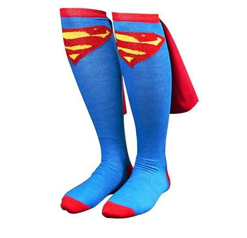 Носки унисекс для косплея Супермена, чудо-женщины, Гольфы с накидкой, носки для футбола, новые чулки