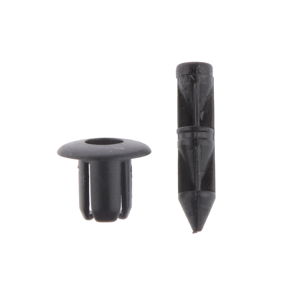 

50pcs 6mm Hole Black Plastic Push In Type Rivets Fastener Retainer Clips ATV Car Fastener Bumper Universal Clip Fasteners