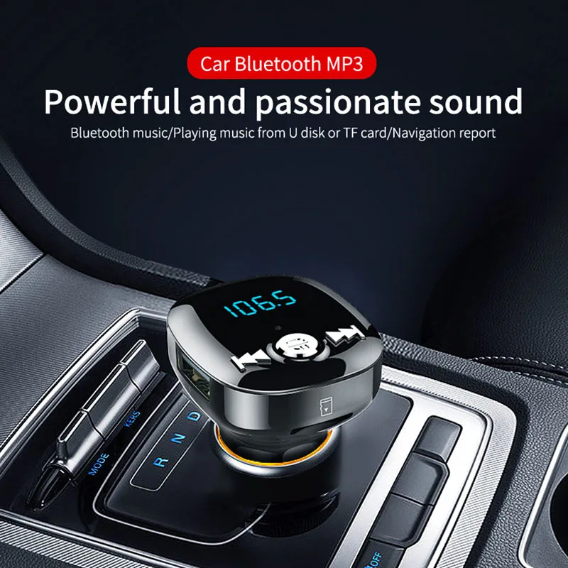 

Bluetooth 4.2 FM Transmitter Wireless Audio Adapter Handsfree Car MP3 Player Dual USB Charger LCC77