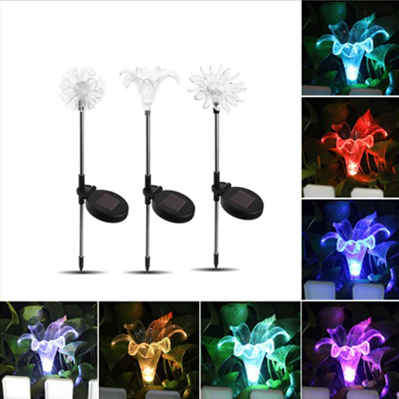Solar ao ar Livre à Prova Led para Jardim Cor-mudando Jardim Dwaterproof Água Cogumelo - Lírio Solar Decoração Caminho Gramado Lâmpada Led Luz 9 Lâmpadas solares