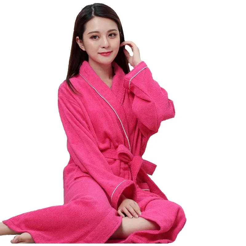 Women Men Cotton Terry BathRobes all seasons couple Robe hotel bathrobe soft breathable absorbent sleepwear Night-gown hombre