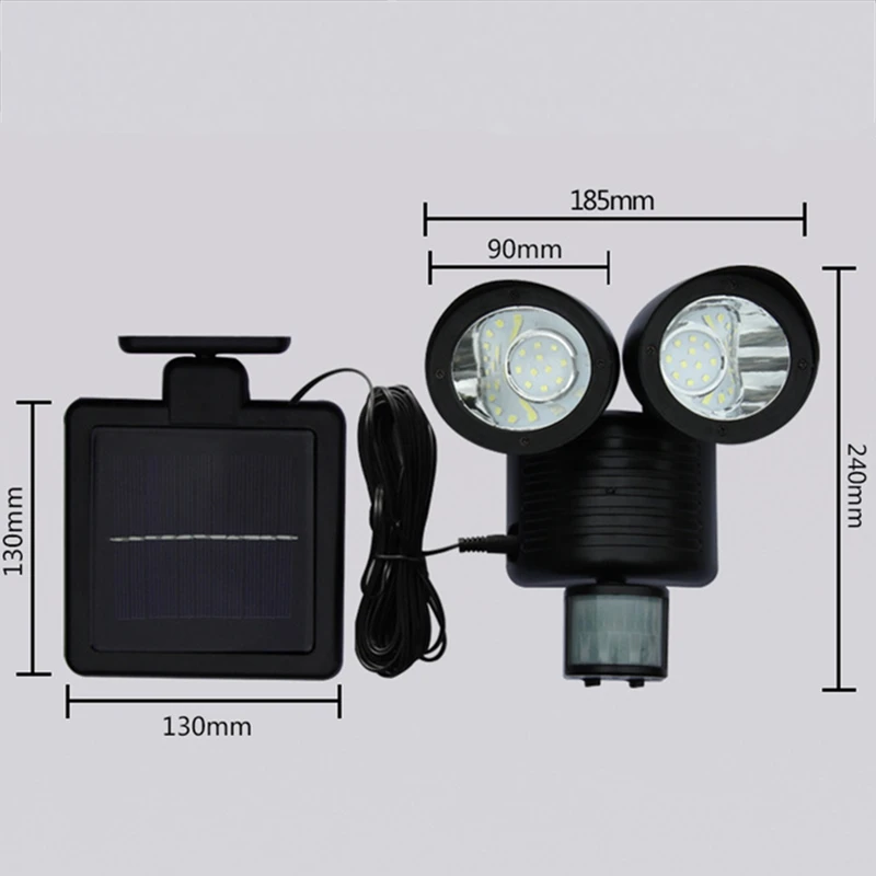 dual heads solar lamp
