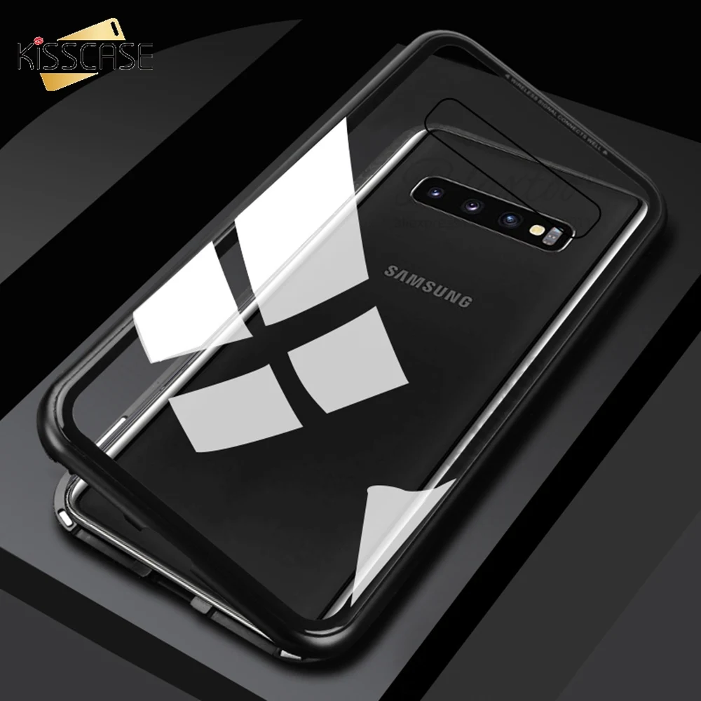 KISSCASE Magnetic Attraction Phone Case For Huawei p30 Tempered Glass P30 Metal Bumper Cover |