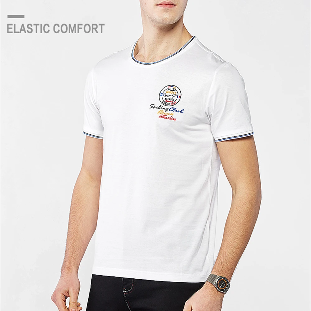 

Bruce&Shark Men T-Shirt short O-neck Modal fabric Casual Fashion style Nice Embroidery M TO 3xl Tops Men Summer Free Ship 1268