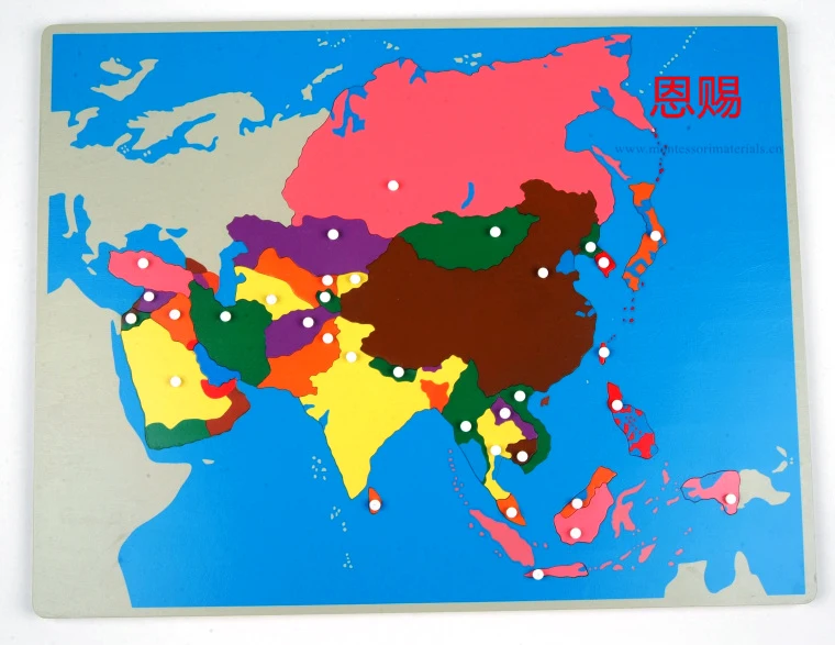 Географические карты Азии Монтессори материалы CE ASTM образовательные зарабатывать игрушки деревянные классические для маленьких детей раннего обучения деревянные 6005