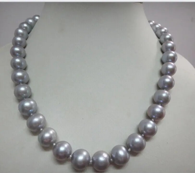 

GORGEOUS 10-11 MM NATURAL TAHITIAN GRAY PEARL NECKLACE 18'' 925silver