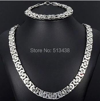 

Lot 5 Set Men's Stainless Steel Byzantine Chain Necklace & Bracelet Set wholesale