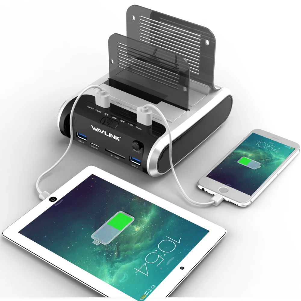 Wavlink-docking Station Disco Rígido Externo Sata Hdd 2.5 3.5 Usb 3.0 5gbps Offline Clone Card Reader Gabinete - Imagem 6
