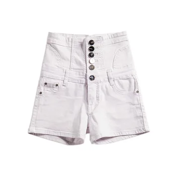 

Women Single-Breasted Casual Denim Shorts Ladies Pocket High Waist Shorts Femme Beach Streetwear Fashion Shorts AA51275