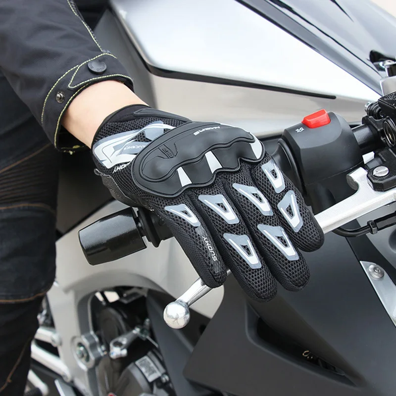 Мотоциклетные перчатки полный палец тонкий сенсорный экран дышащая сетка Нескользящая амортизация перчатки аксессуары