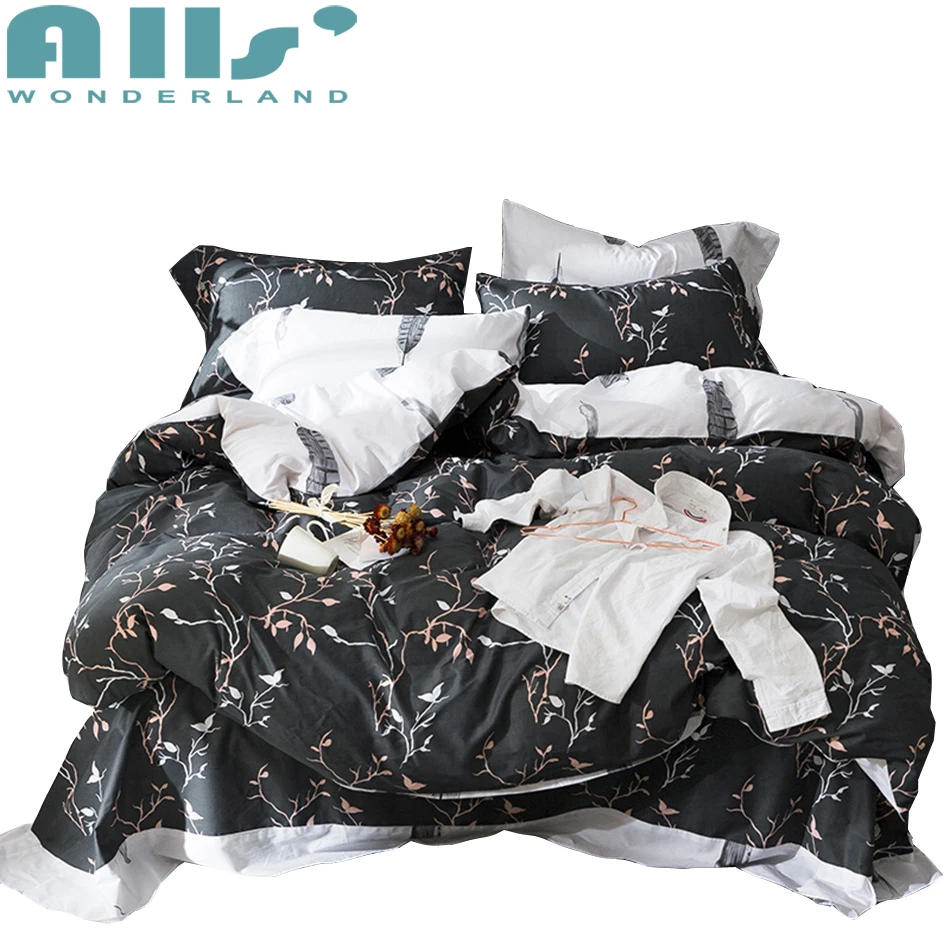 Black Duvet Cover Set Bed Clothes 100 Cotton Bed Sheet Set Luxury