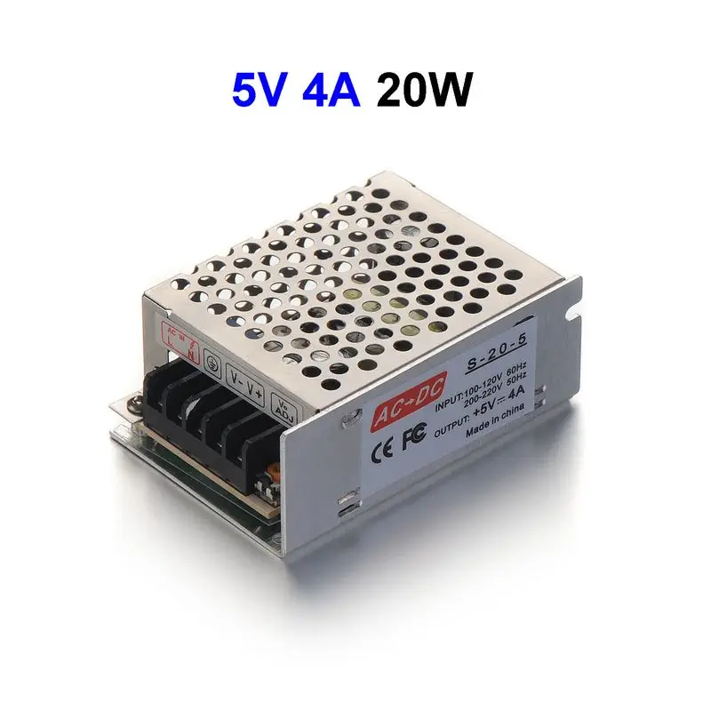 

DC5V 4A 20W Switching Power Supply Adapter Driver Transformer For 5050 5730 5630 3528 LED Rigid Strip Light