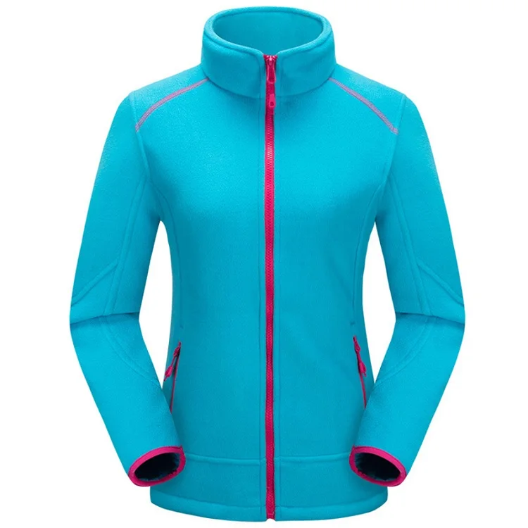Зимние флисовые куртки из материала софтшелл для мужчин и женщин, куртки для спорта на открытом воздухе, куртки для походов, походов, лыжного спорта, мужские и женские куртки VA102 - Цвет: Women Jade Blue