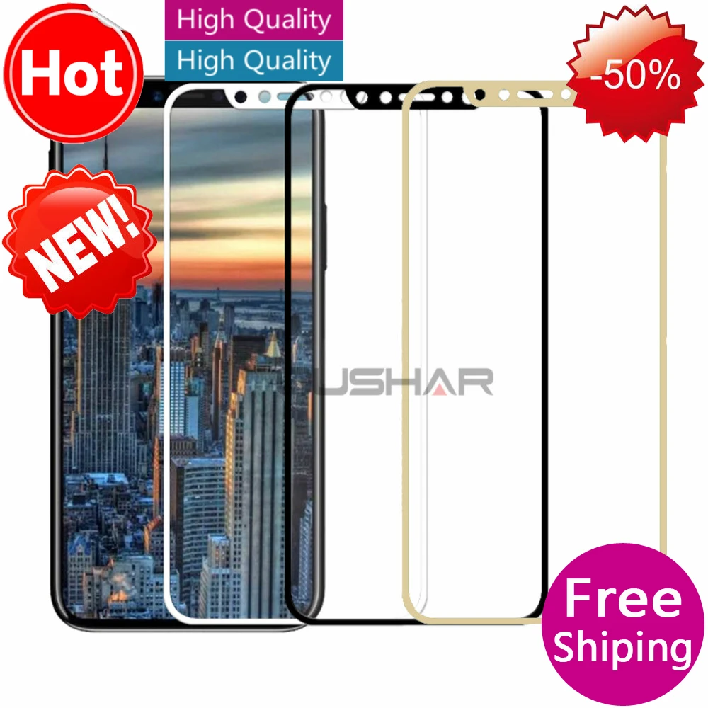

9H Glass for IPhone X 8 7 Plus Full Tempered HD Full Cover Screen Film Protector for XS Plus 6 S Plus Real Screen Protector 2PCS