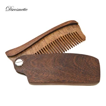 Dscosmetic new natrual sandalwood wide teeth folding beard Comb pocket size wooden comb for woman and man hair stlying