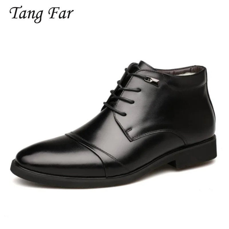 

Men Black Shoes Formal Brand Ankle Boots Fashion Winter Man High Quality Army Combat Style Comfortable Fur Warm Sneaker Bota
