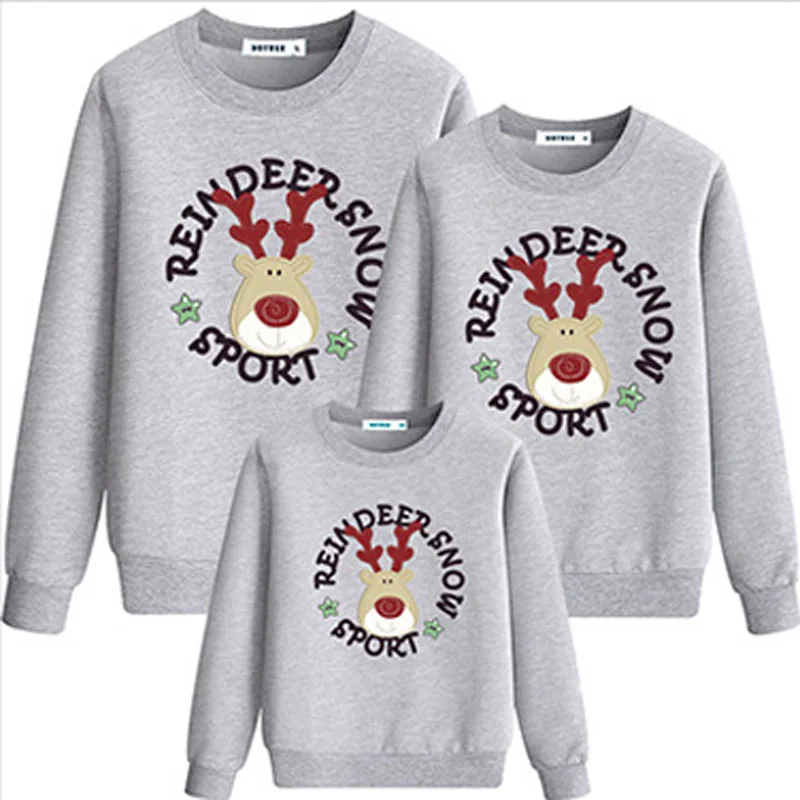 Одежда для семьи г. Осенняя хлопковая футболка для папы, сына и девочки одинаковые комплекты для семьи с рождественским оленем для мамы и дочки