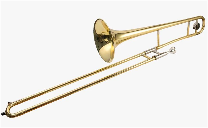Теноровый тромбон Музыкальные инструменты Bb плоские тромбоны лак отделка с мундштук чехол перчатки, Чистящая салфетка