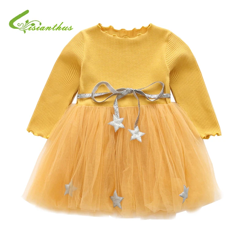 Весенне-Осенняя детская одежда с длинными рукавами для девочек повседневное Сетчатое платье для девочек, маленькое детское платье-пачка, Детская праздничная одежда для девочек