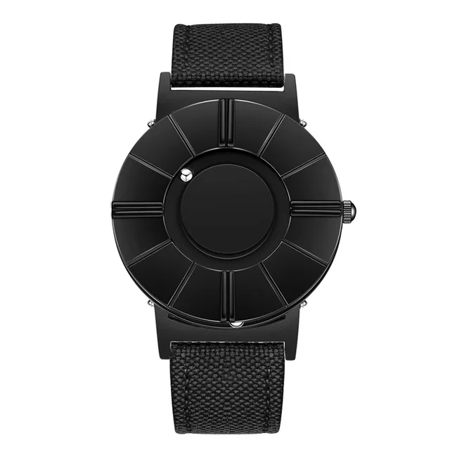 Black Canvas Мужские часы EUTOUR с магнитным шаром, мужские часы, ремешок из нержавеющей стали, водонепроницаемые мужские кварцевые наручные часы, модные мужские часы - Цвет: Black Canvas