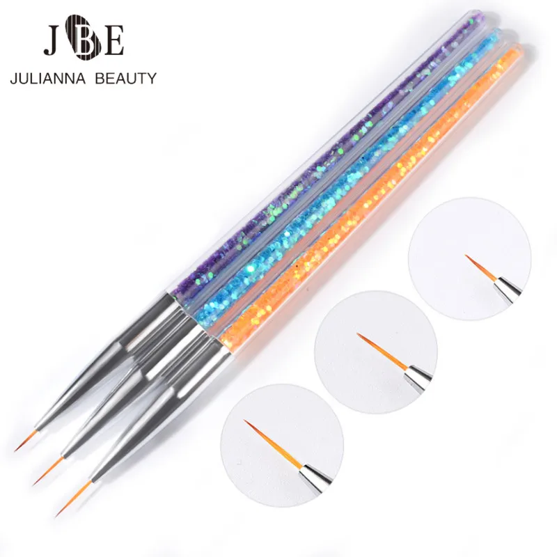 3Pcs/set Color Nail Art Lines Painting Pen Brush Professional Stone Handle UV Gel Polish Tips Design Manicure Drawing Tool Kit