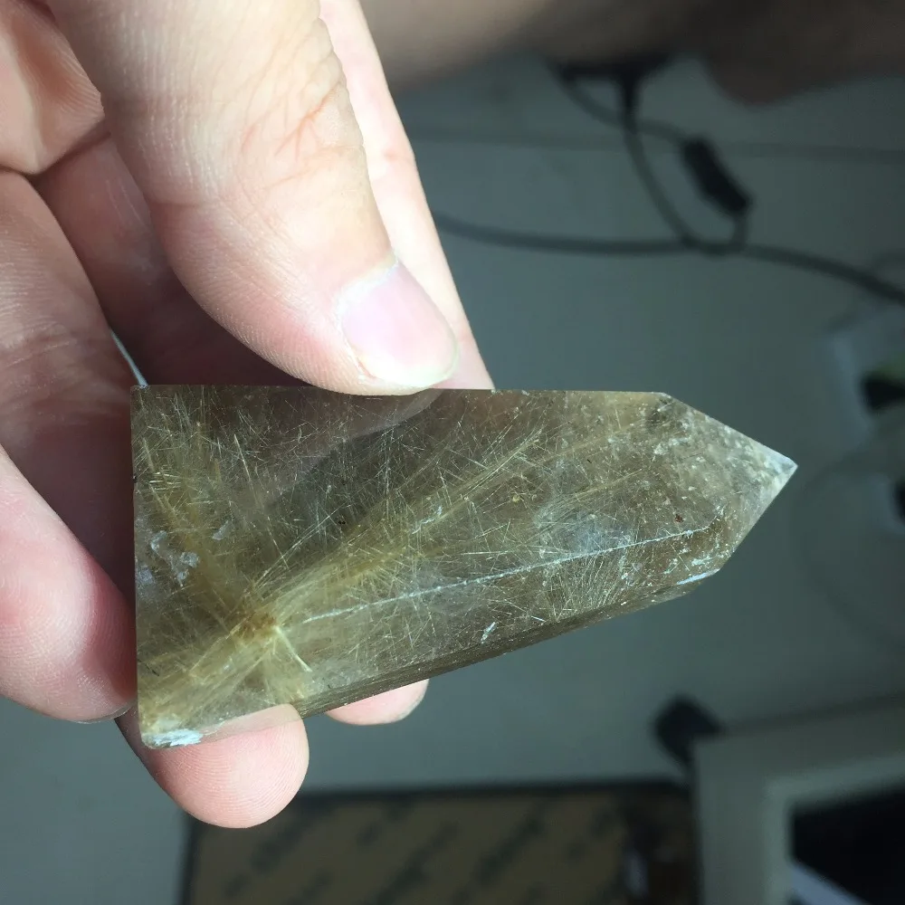 

Wedding Decoration 58g Natural Rutilated Quartz Crystal Wand Healing Stone HD115