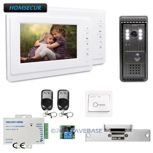 

1V2 Hand-Free Wired Video Door Phone Intercom with Mute Mode for Home Security HOMSECUR +Strike Lock