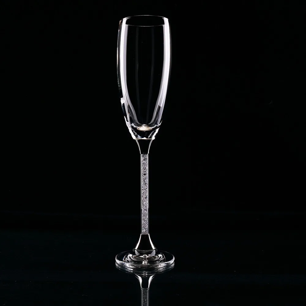 Рекламные хрустальный бокал для шампанского, элегантный в форме тюльпана от Форма в 120 мм кристалльный стенд, 2 шт./компл. в Форма d пены безопасная упаковка